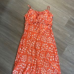 Orange midi length slip dress